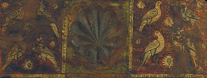Panneau de plafond avec feuille de palmier et oiseaux